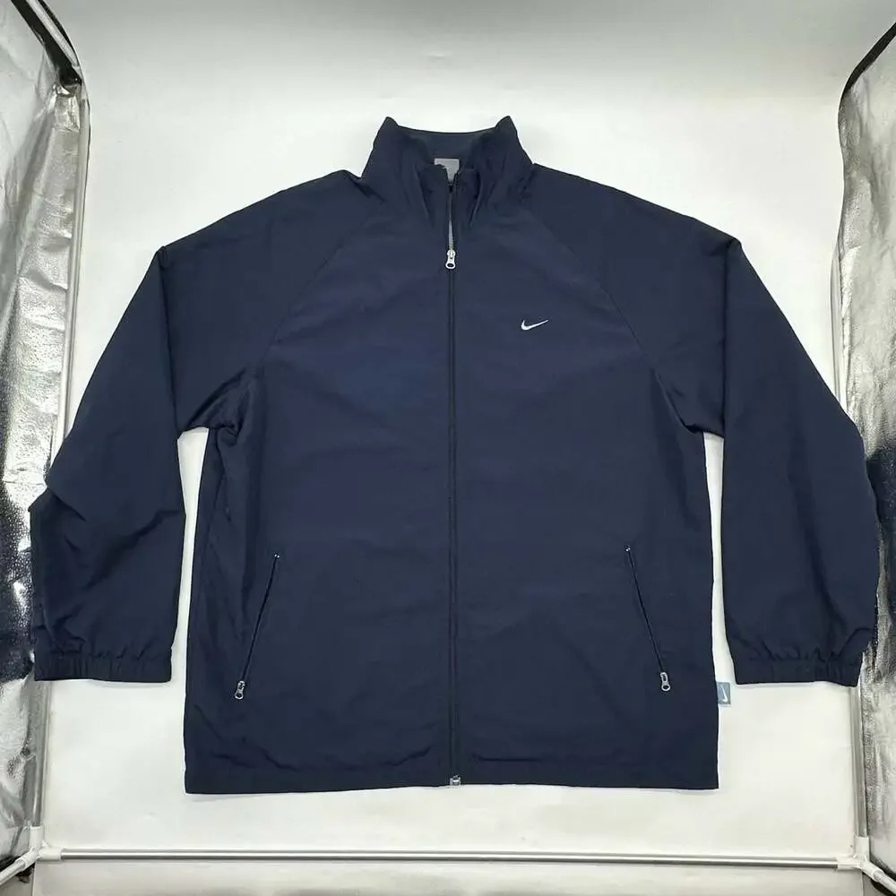 Vintage Y2K Gray Tag Nike Size XXL Blue Mesh Lined Zip Track Jacket Windbreaker